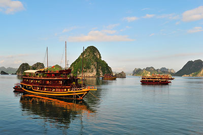 Ha Long Bay is a short bus journey away from Hanoi - check the comfortable minibus options available